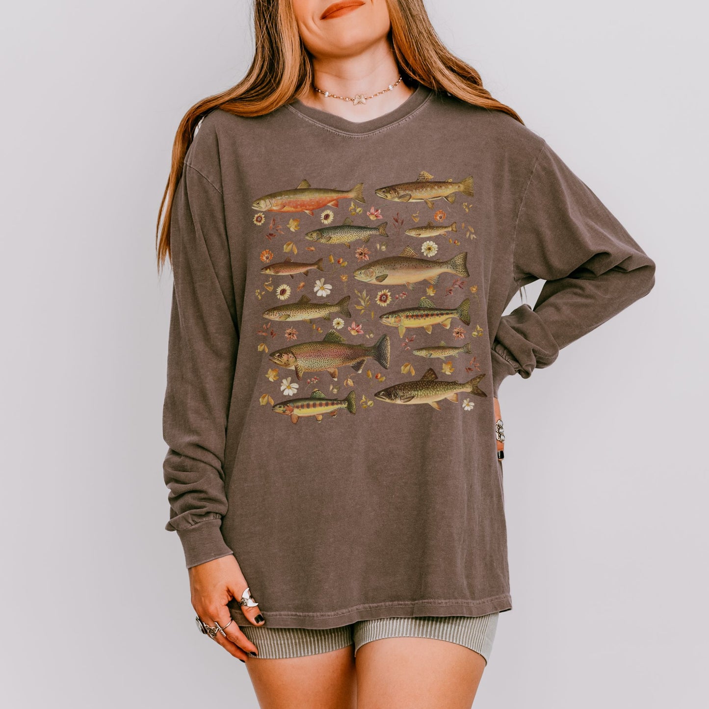 Floral Trout Long Sleeve Tee
