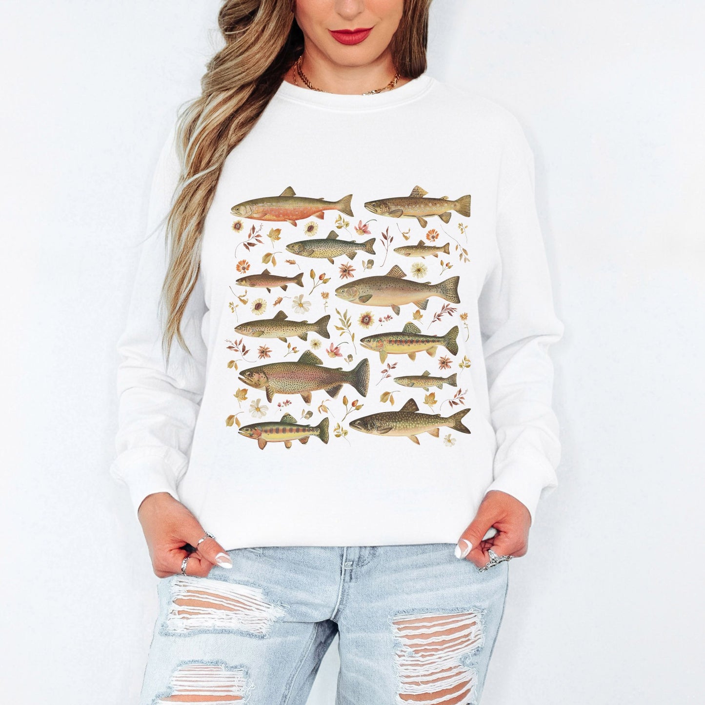 Floral Trout Long Sleeve Tee