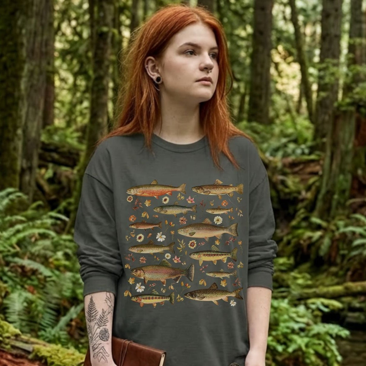 Floral Trout Long Sleeve Tee
