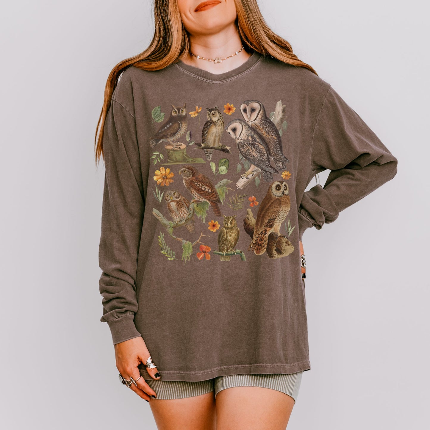 Vintage Owls Long Sleeve Tee