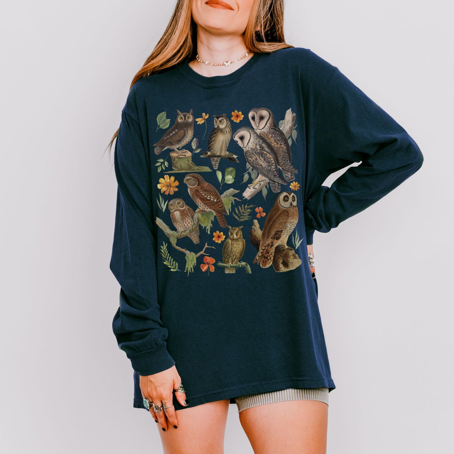 Vintage Owls Long Sleeve Tee
