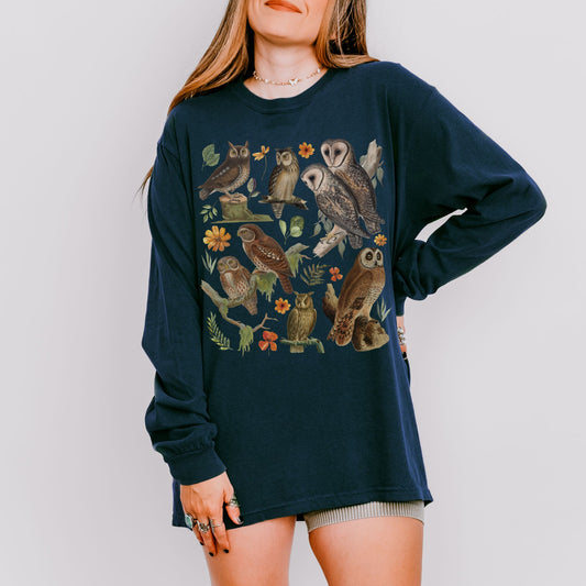 Vintage Owls Long Sleeve Tee