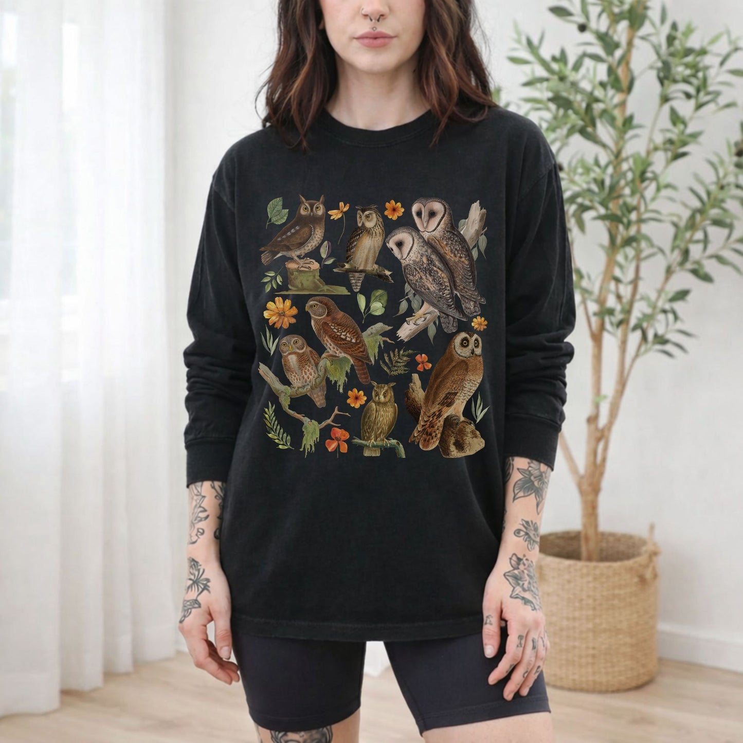 Vintage Owls Long Sleeve Tee