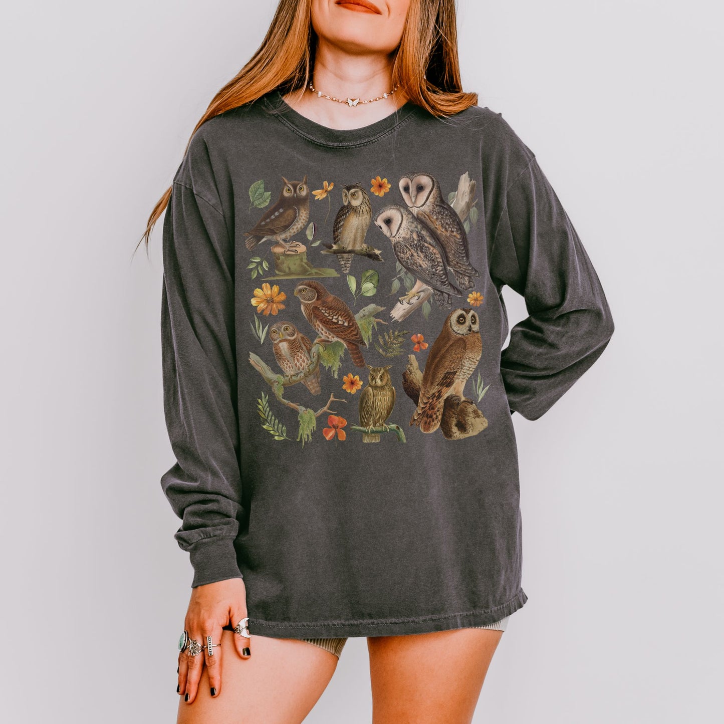 Vintage Owls Long Sleeve Tee
