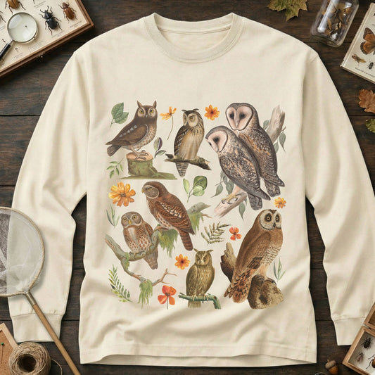 Vintage Owls Long Sleeve Tee