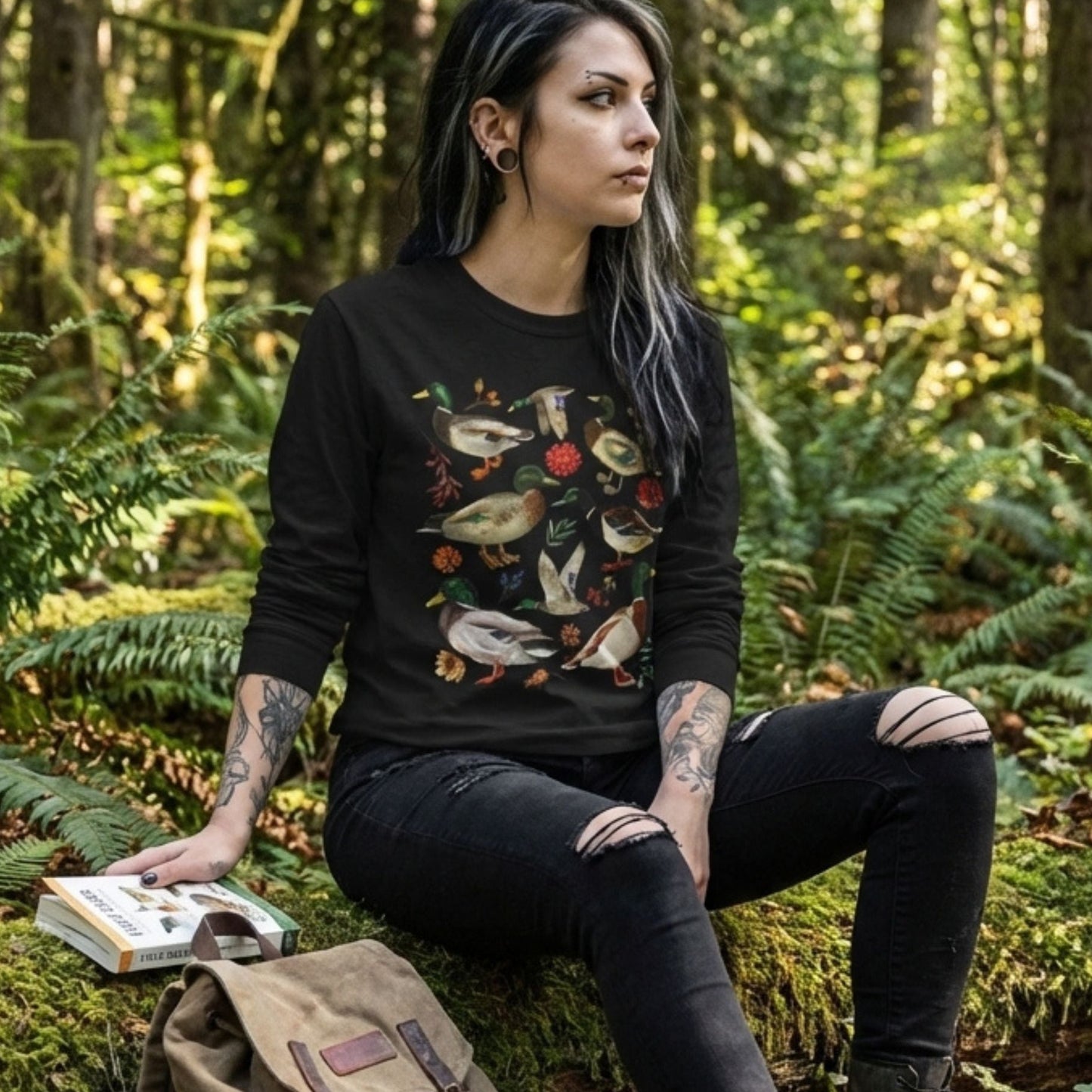 Mallard Duck Watercolor Long Sleeve Tee