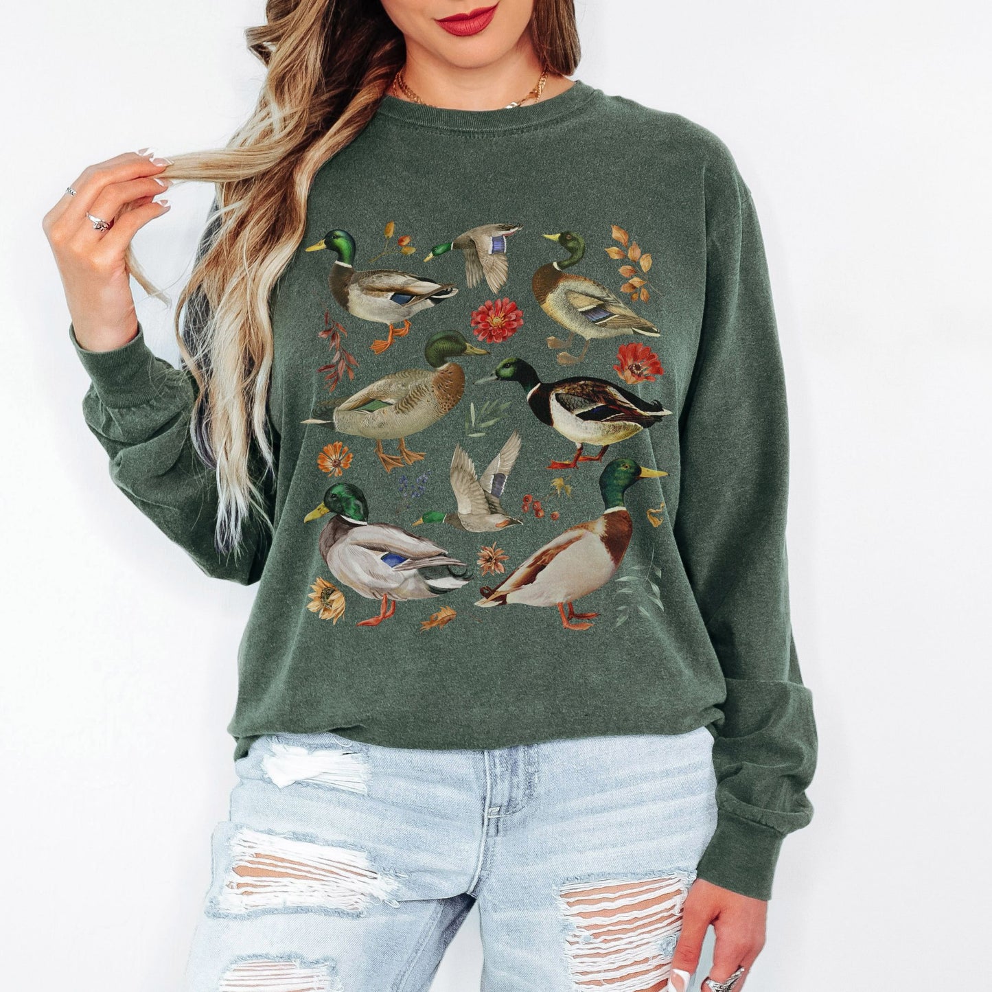 Mallard Duck Watercolor Long Sleeve Tee