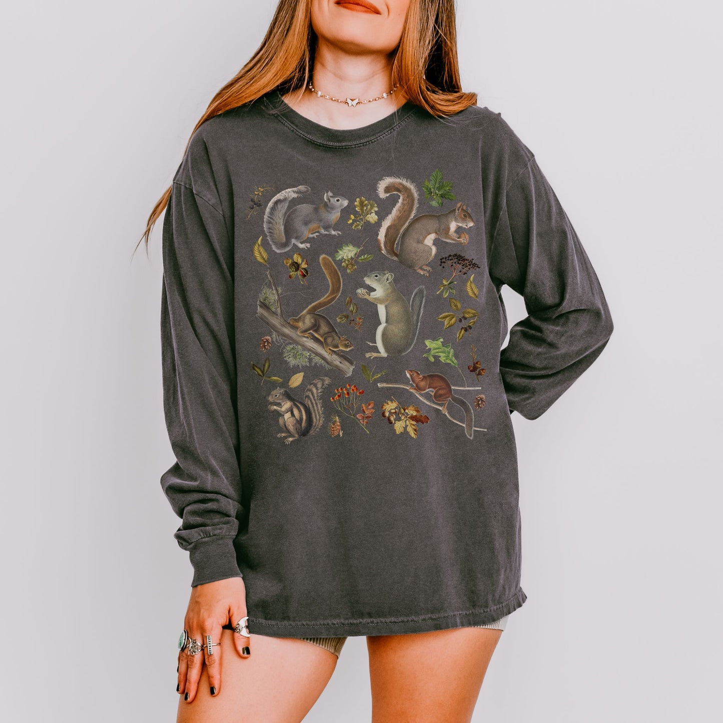 Vintage Squirrel Woodland Long Sleeve Tee