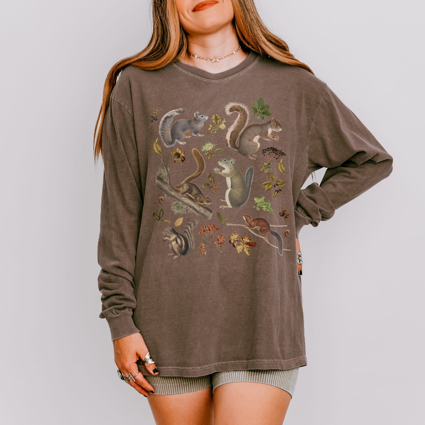 Vintage Squirrel Woodland Long Sleeve Tee