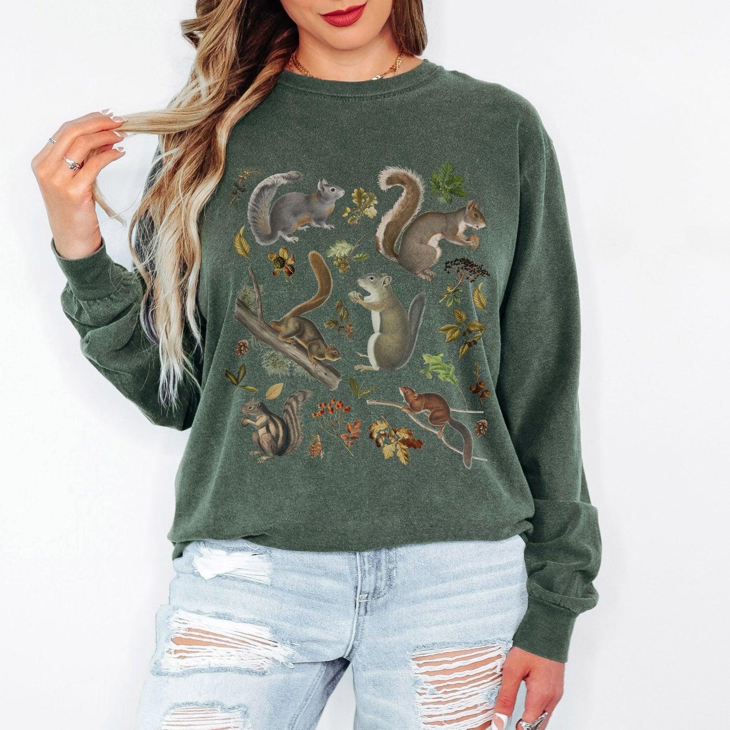 Vintage Squirrel Woodland Long Sleeve Tee