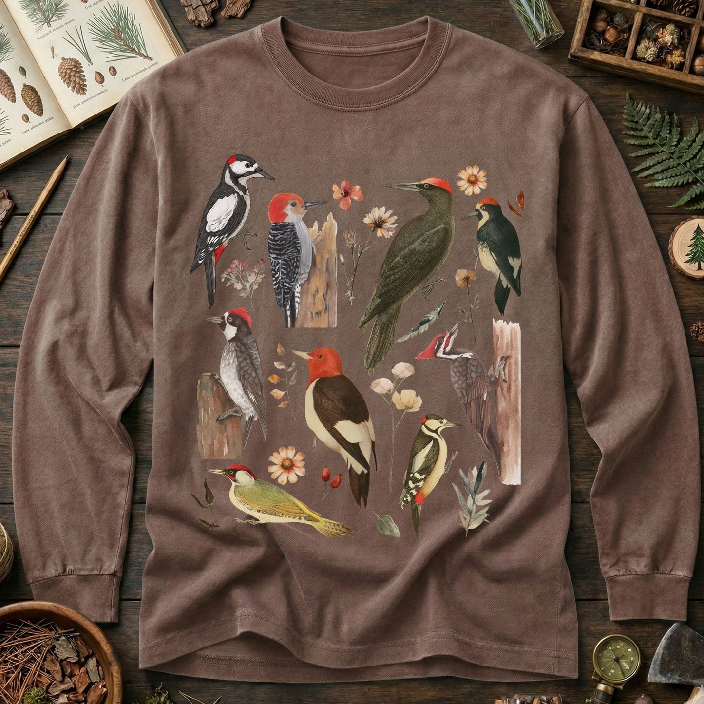 Vintage Woodpecker Long Sleeve Tee