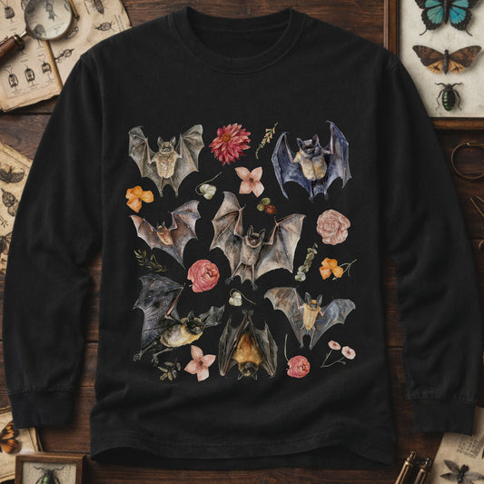 Floral Watercolor Bats Long Sleeve Tee