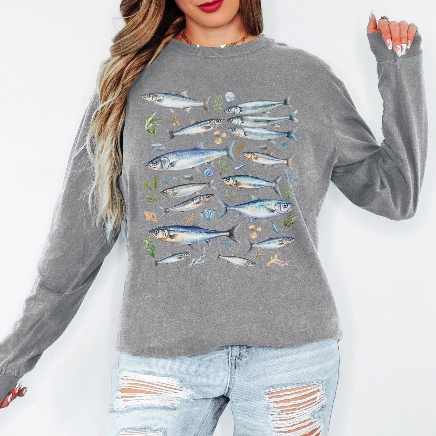 Sardines Nautical Long Sleeve Tee