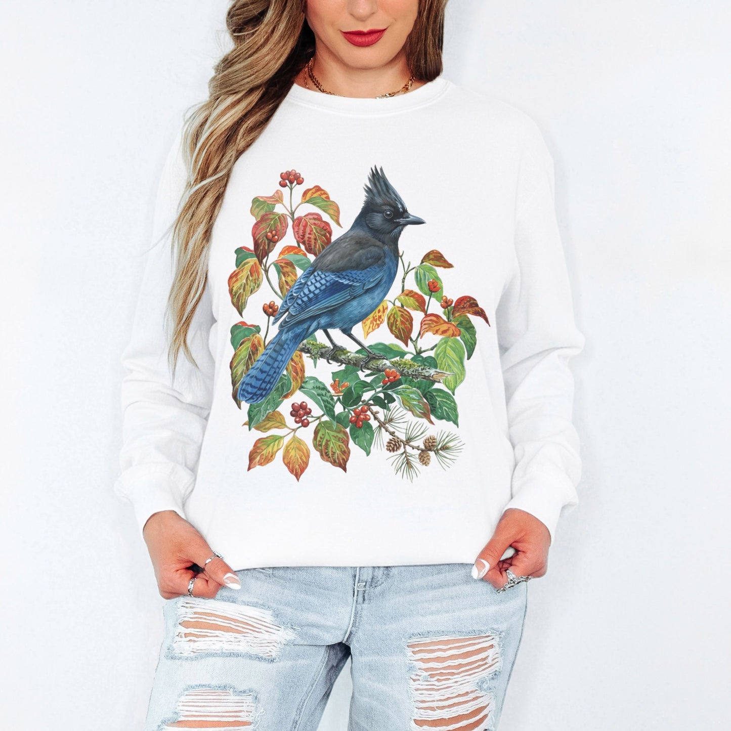 Vintage Botanical Steller's Jay Long Sleeve Tee