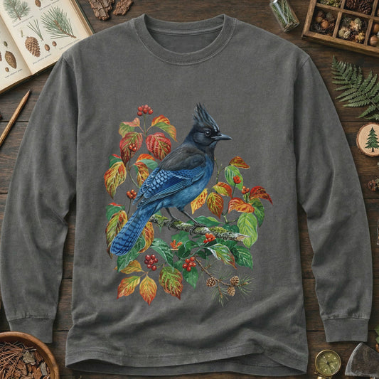 Vintage Botanical Steller's Jay Long Sleeve Tee