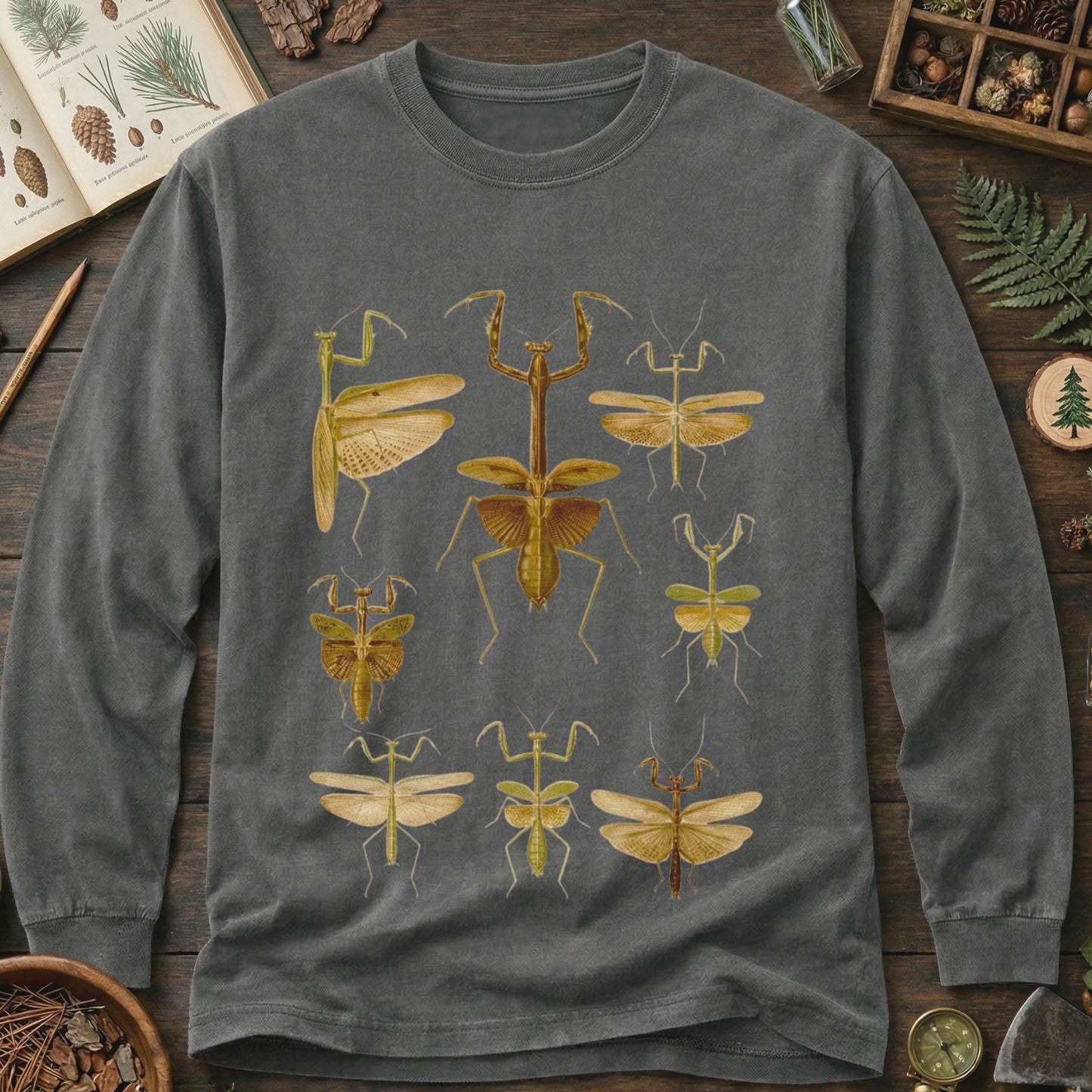 Praying Mantis Vintage Specimens Long Sleeve Tee