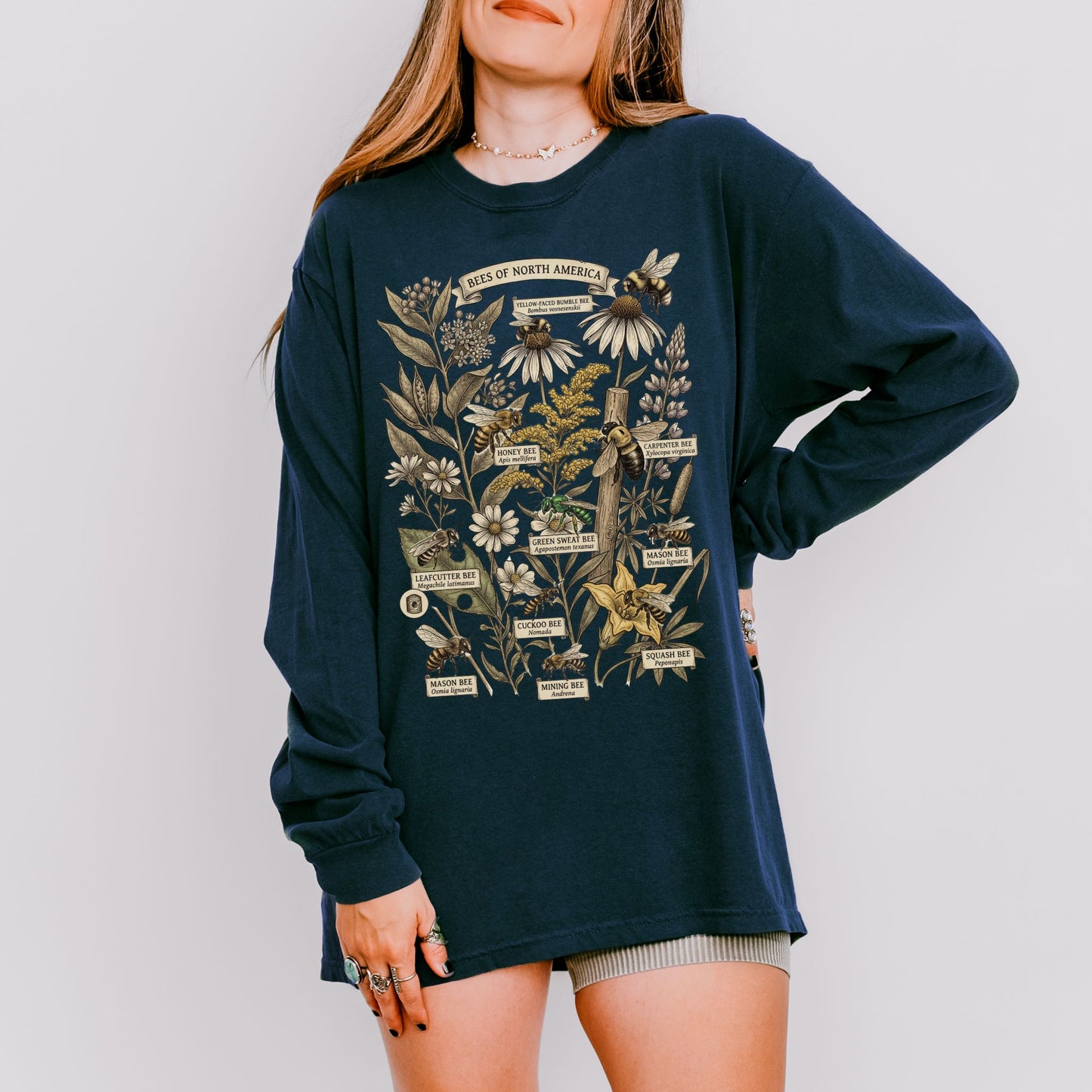 North American Bees Collage Long Sleeve Tee
