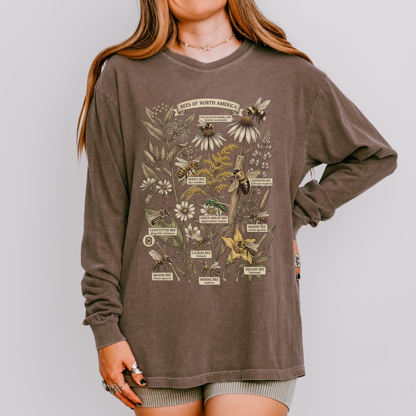 North American Bees Collage Long Sleeve Tee
