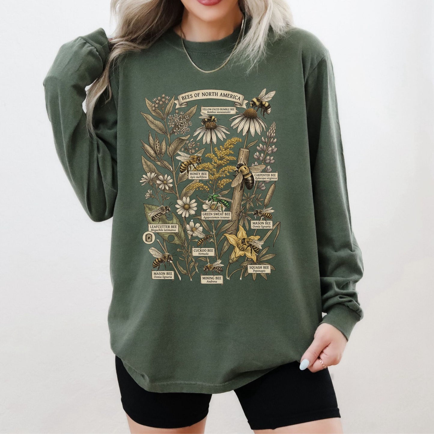 North American Bees Collage Long Sleeve Tee