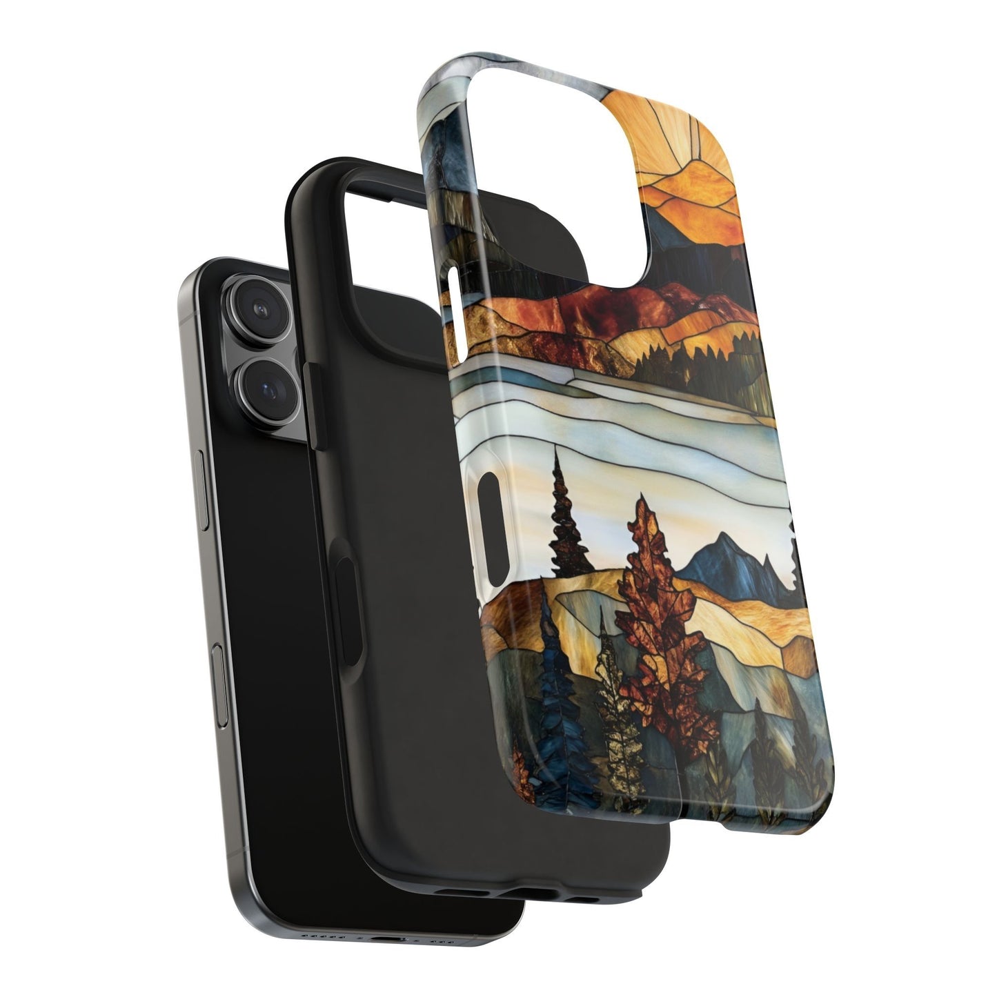Rustic Mountain Stained Glass Phone Case