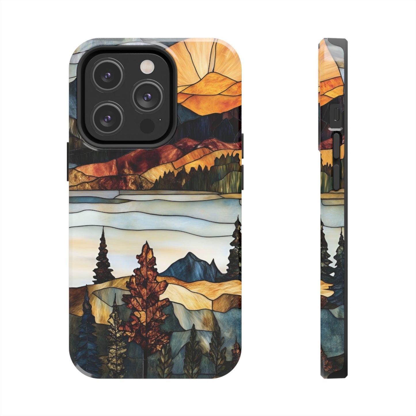 Rustic Mountain Stained Glass Phone Case