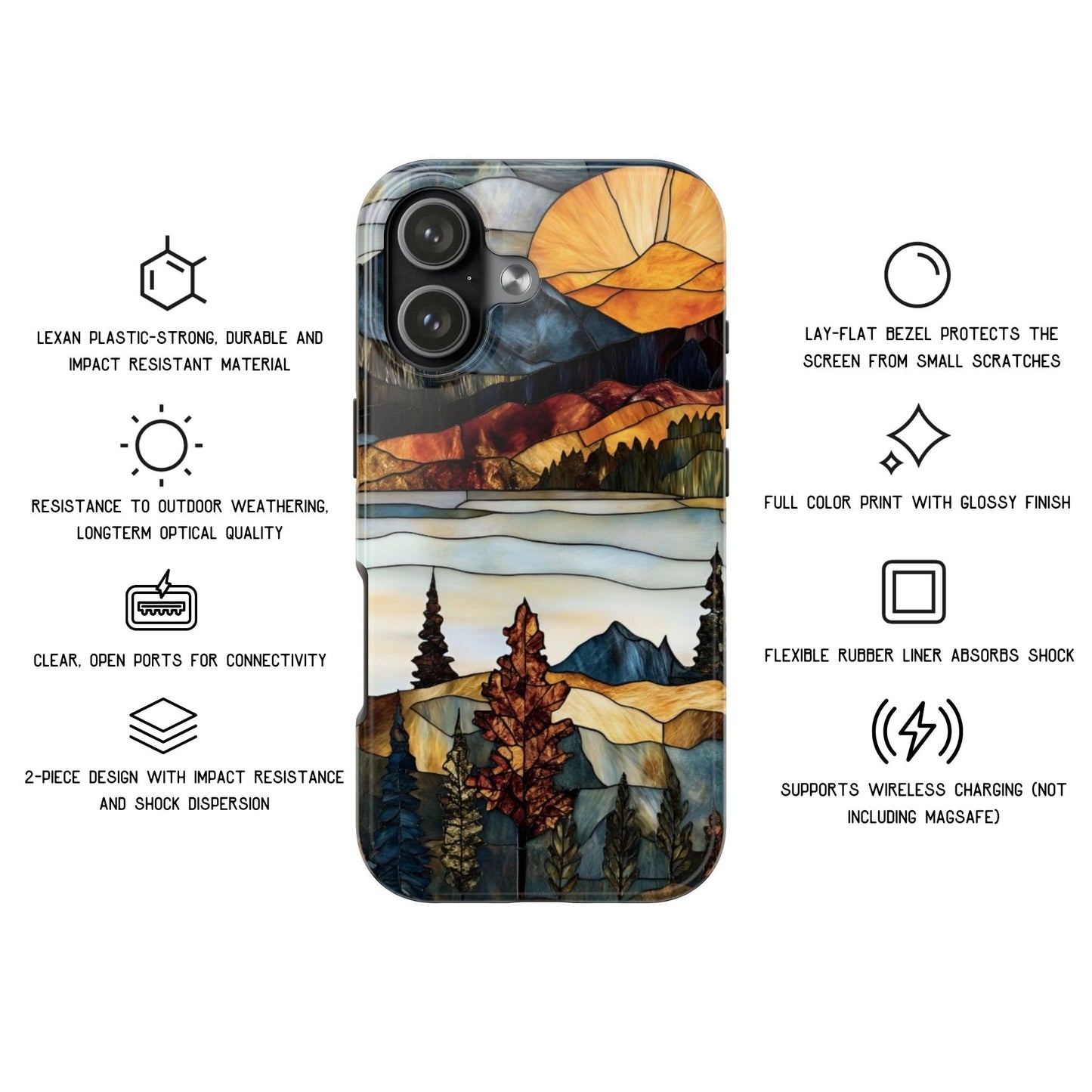 Rustic Mountain Stained Glass Phone Case