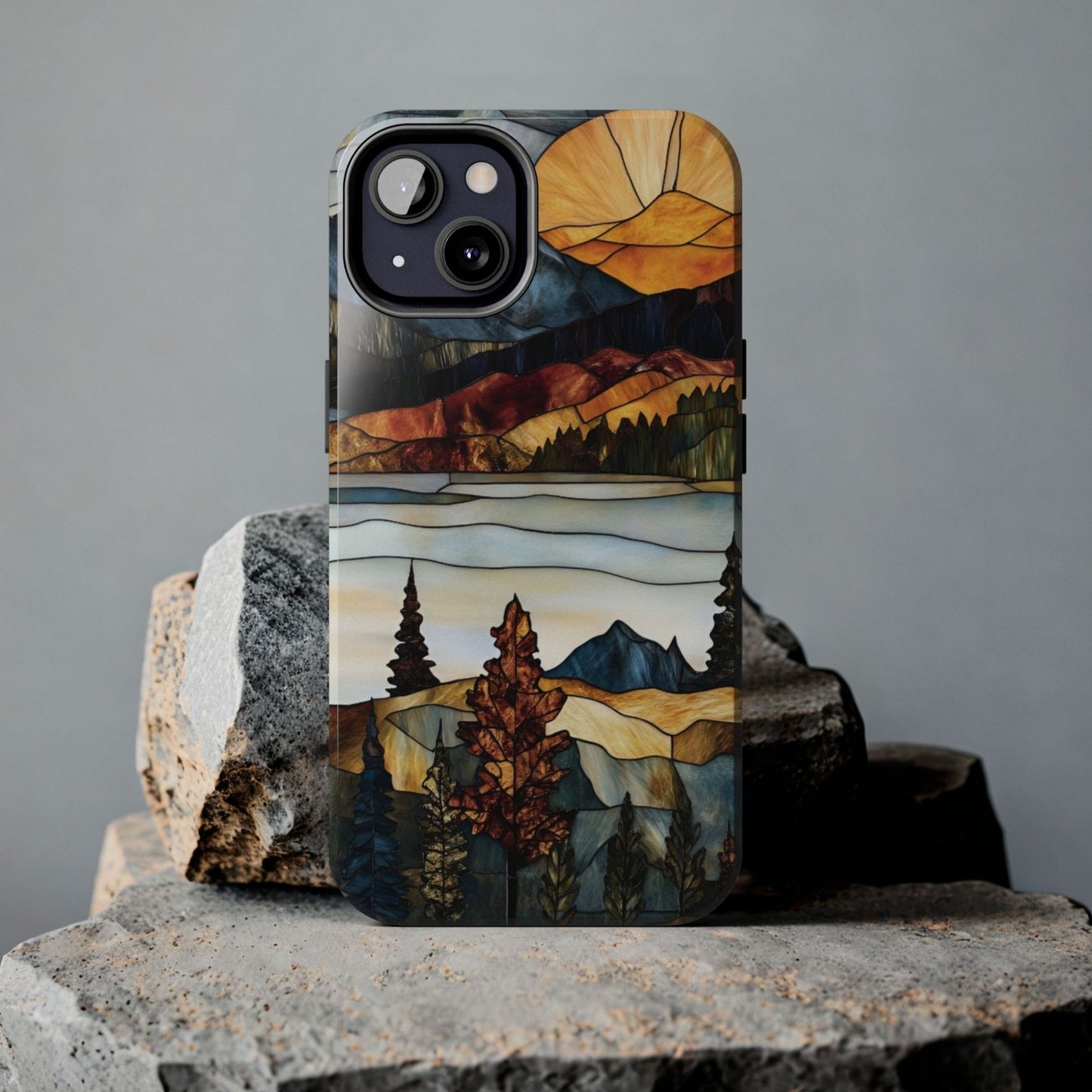 Rustic Mountain Stained Glass Phone Case