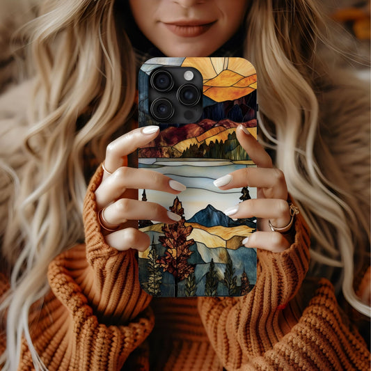 Rustic Mountain Stained Glass Phone Case