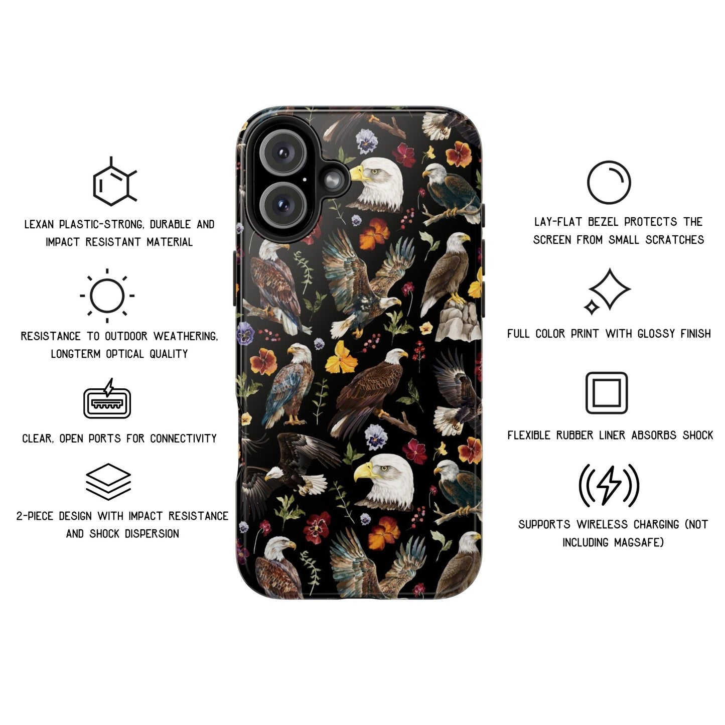 Floral Eagles Tough Phone Case