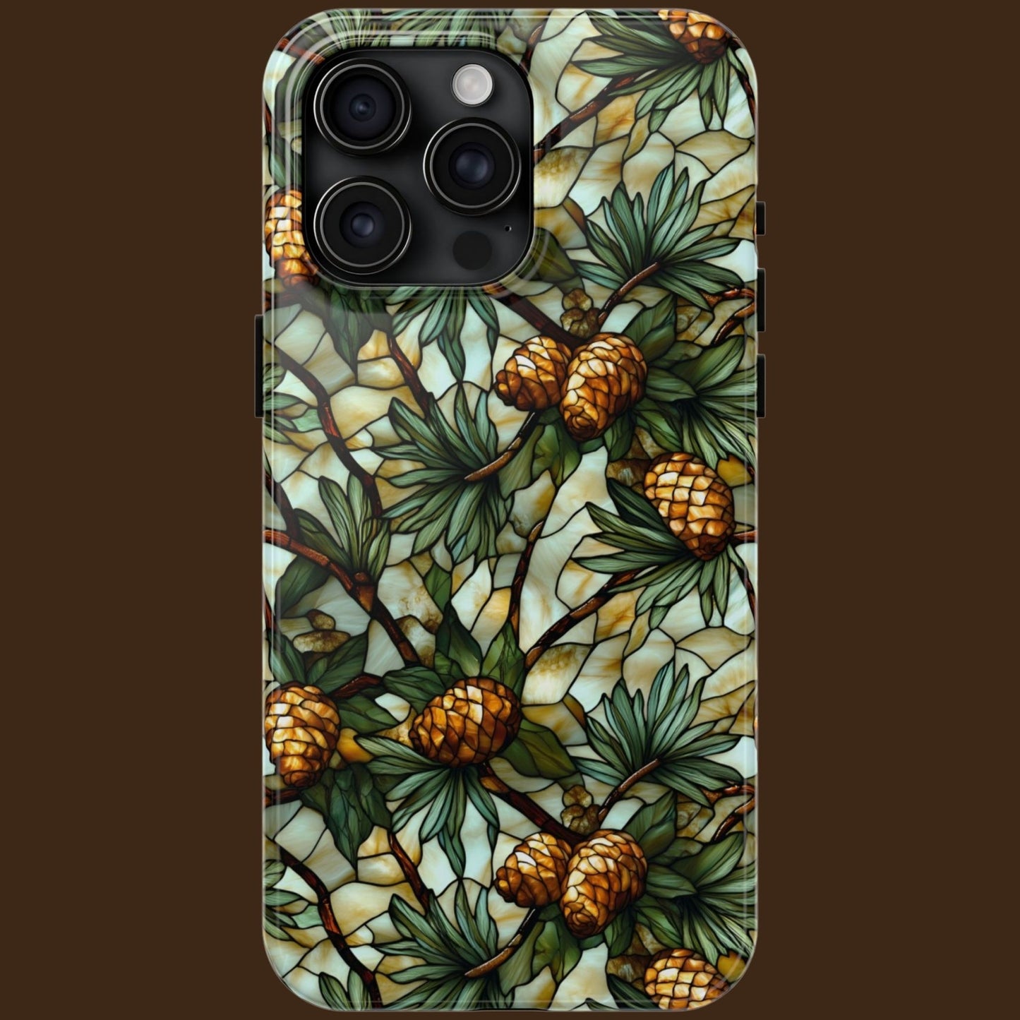 Pine Tree Stained Glass Tough Phone Case