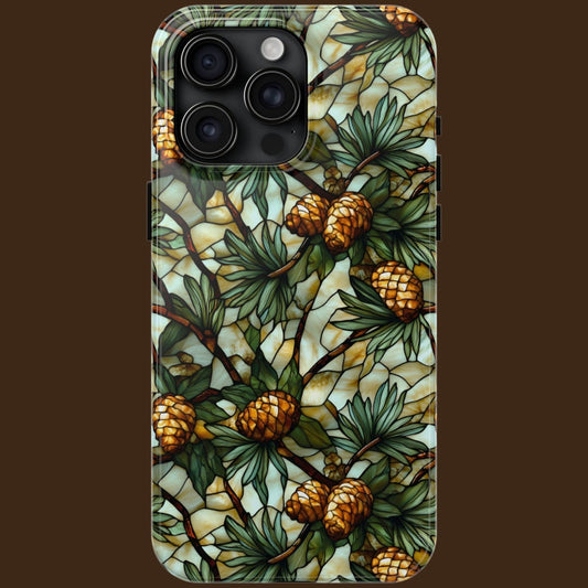 Pine Tree Stained Glass Tough Phone Case