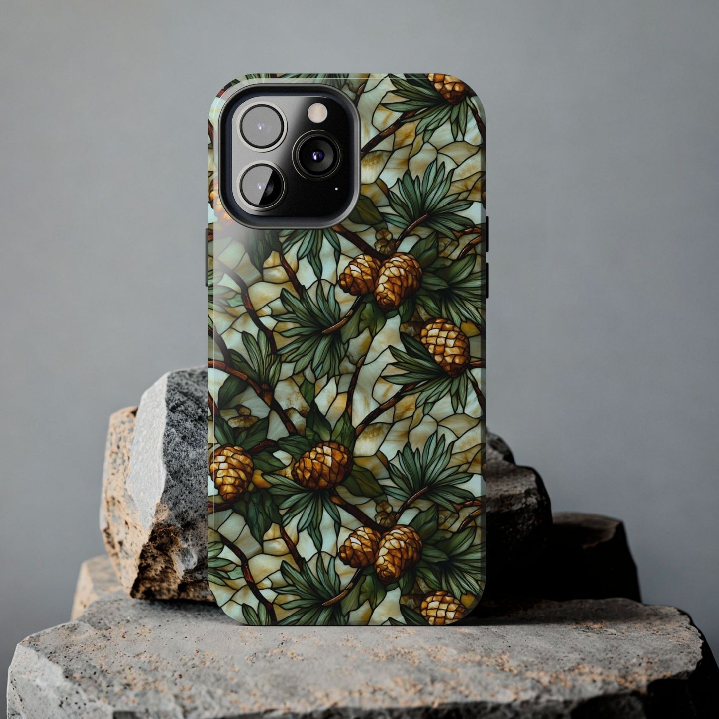 Pine Tree Stained Glass Tough Phone Case