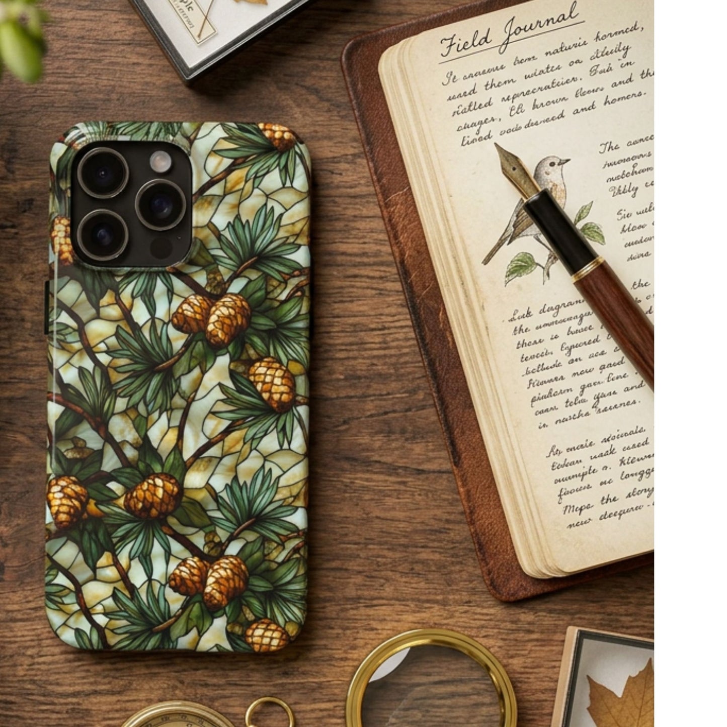 Pine Tree Stained Glass Tough Phone Case