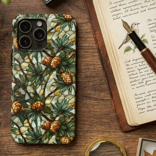 Pine Tree Stained Glass Tough Phone Case