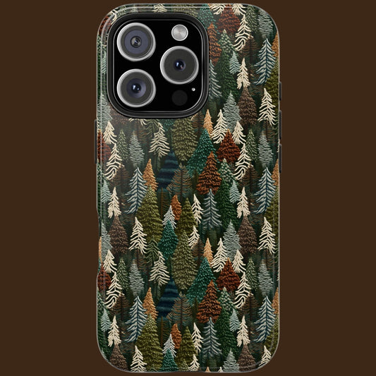 Forest Trees Embroidered Tough Phone Case