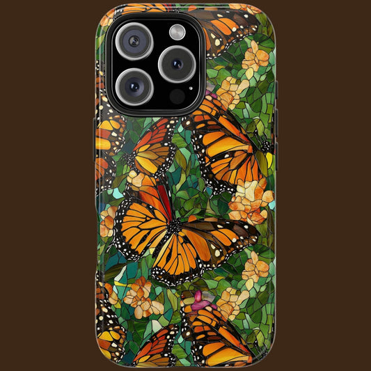Monarch Butterfly Stained Glass Phone Case
