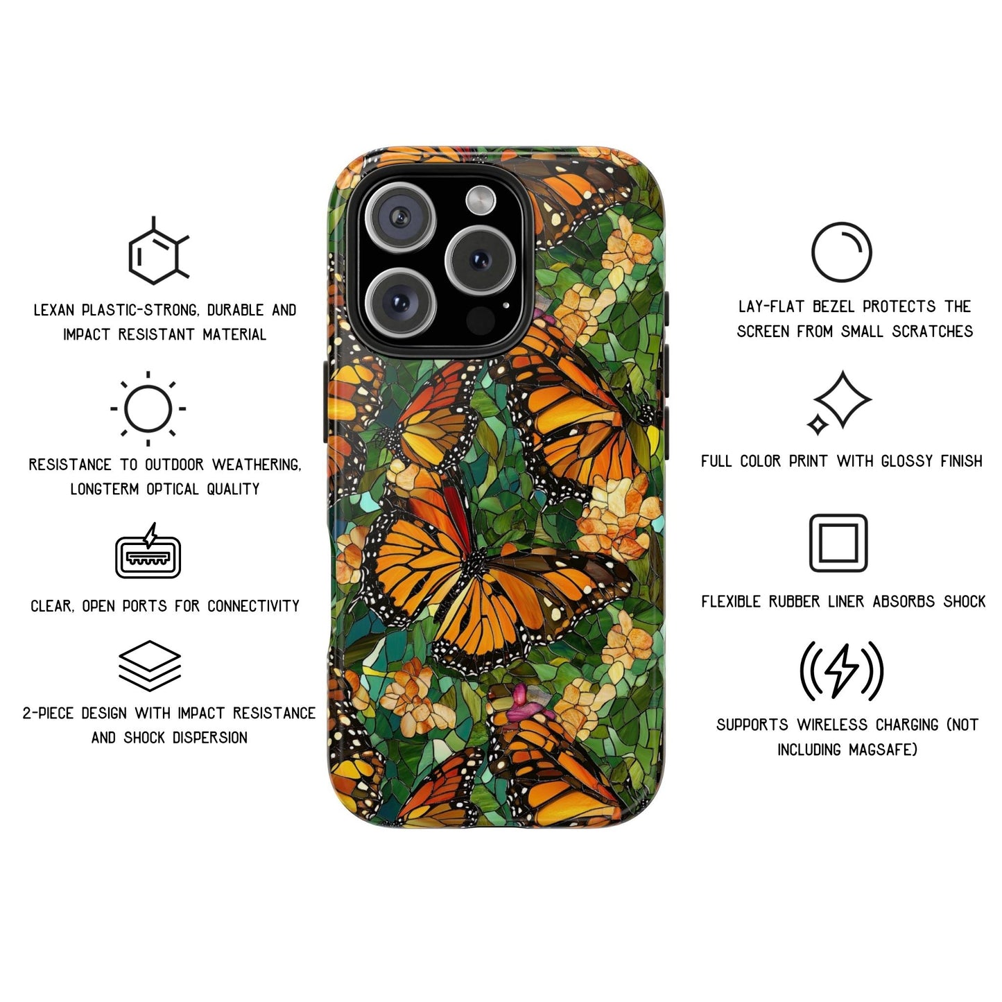 Monarch Butterfly Stained Glass Phone Case