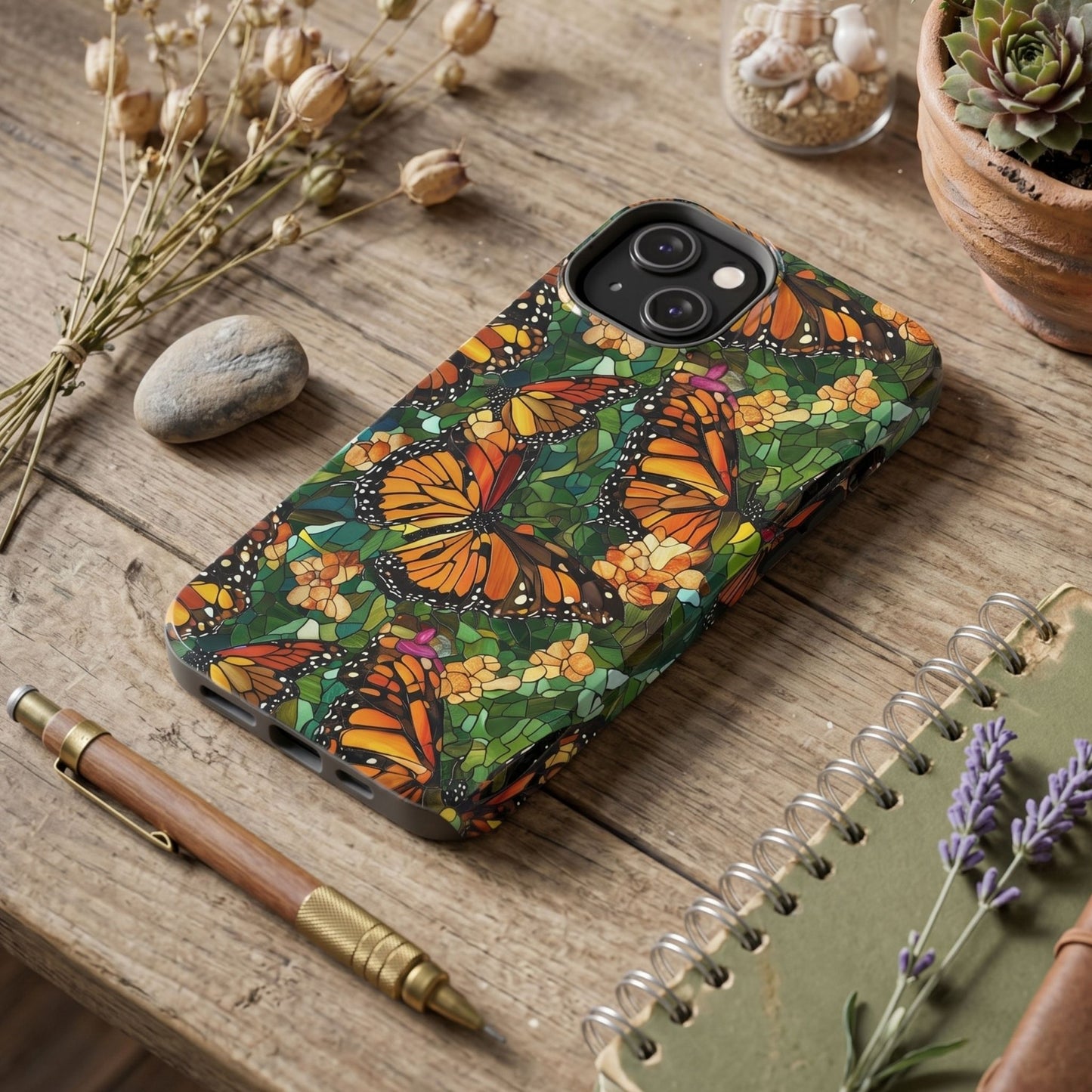 Monarch Butterfly Stained Glass Phone Case
