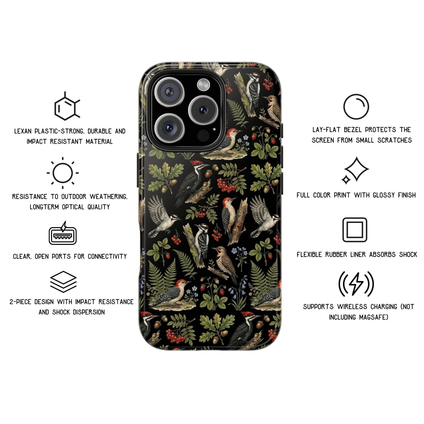 Botanical Woodpecker Phone Case