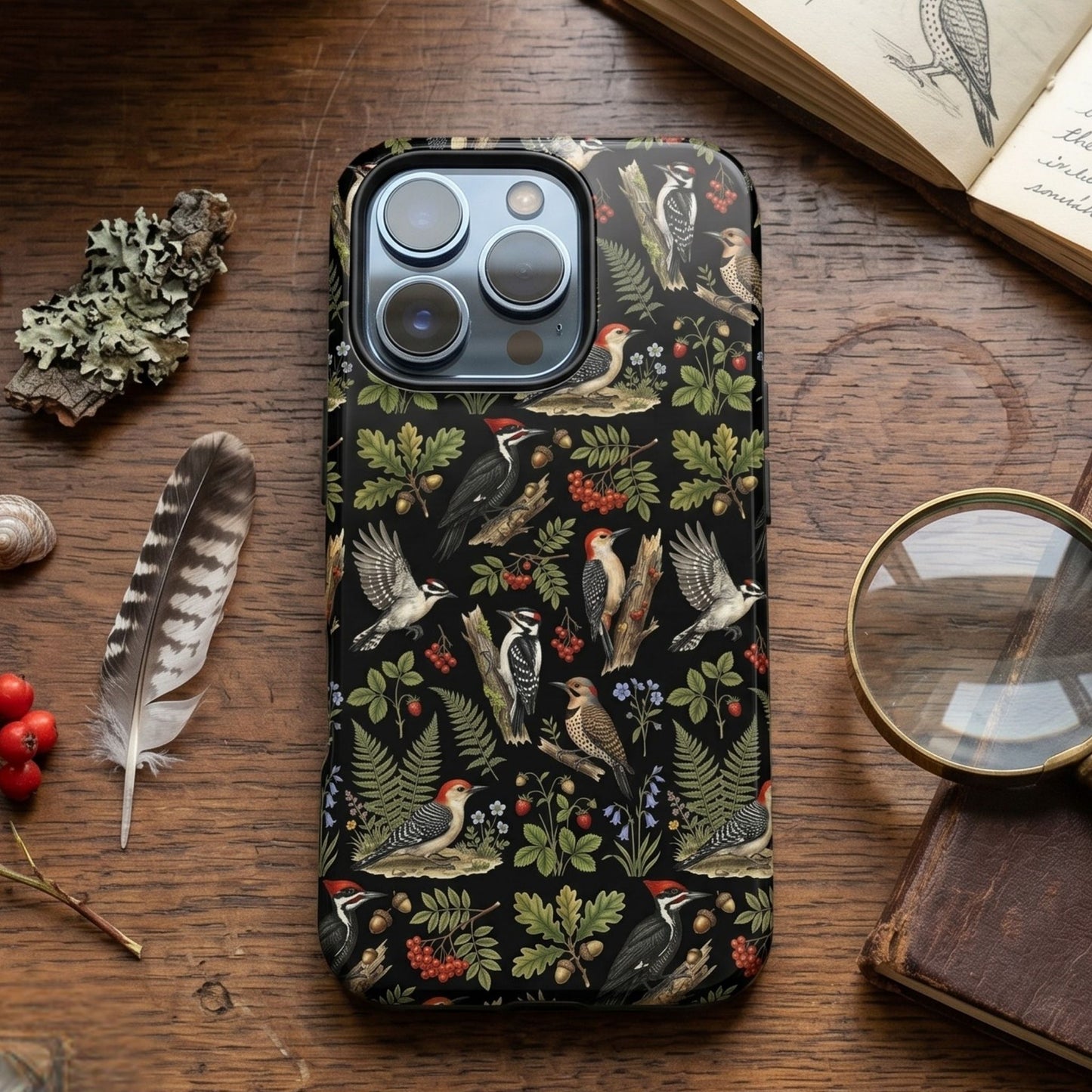 Botanical Woodpecker Phone Case