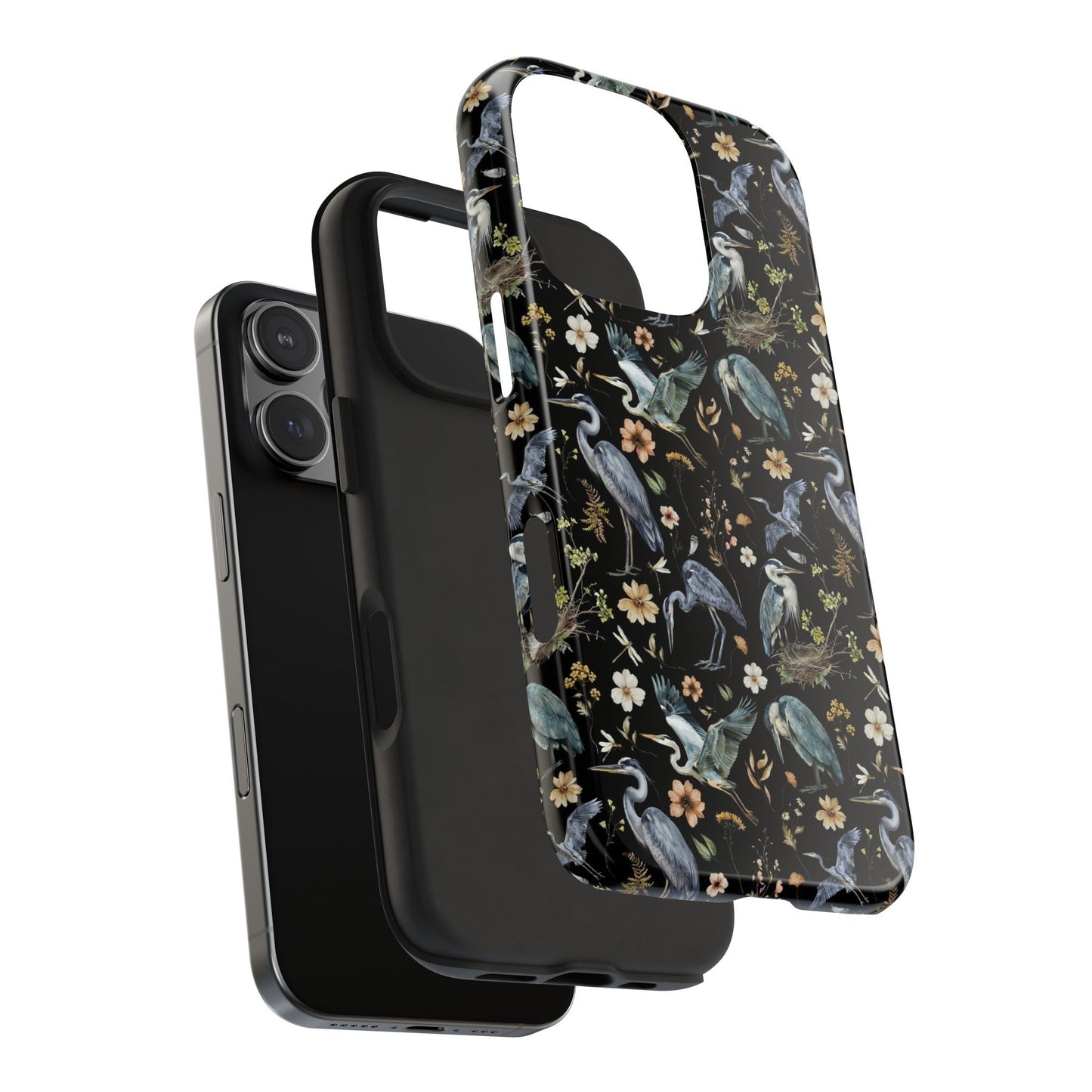 Floral Watercolor Heron Tough Phone Case