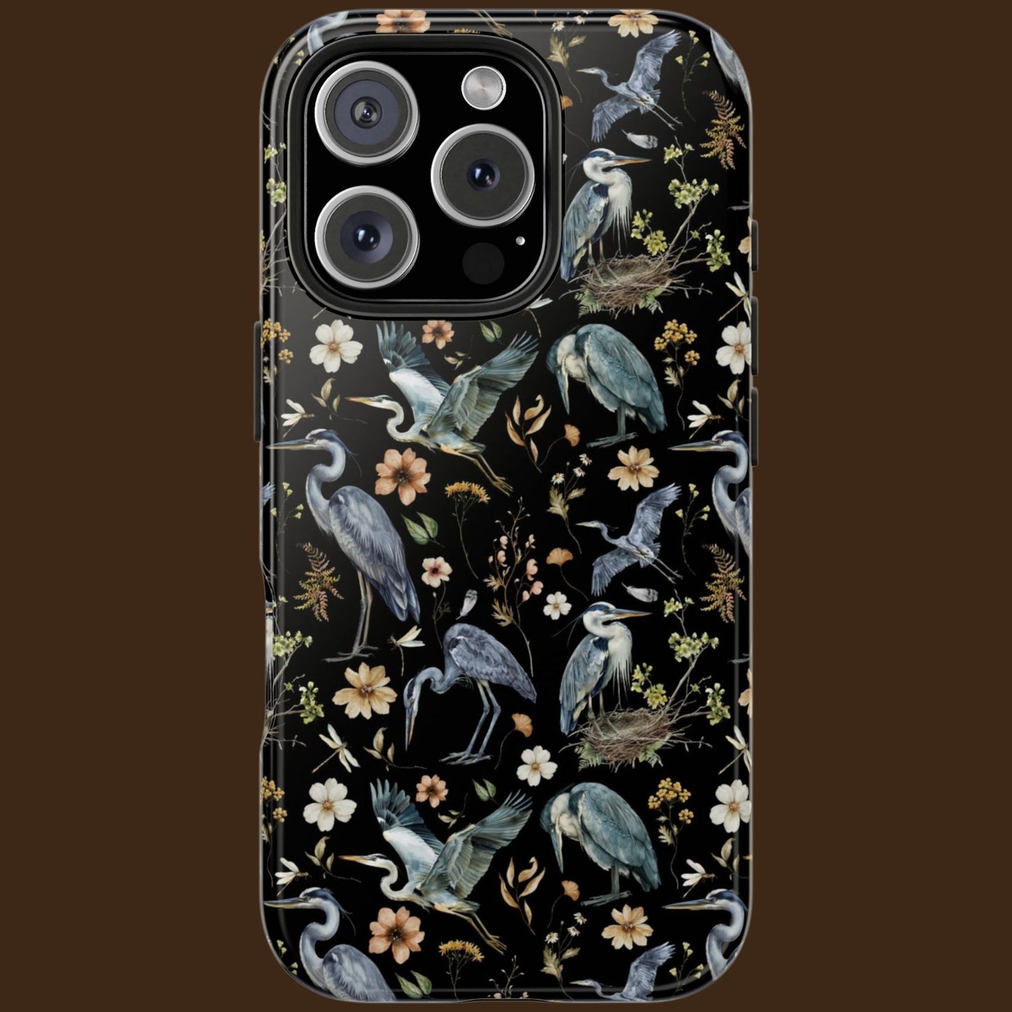 Floral Watercolor Heron Tough Phone Case