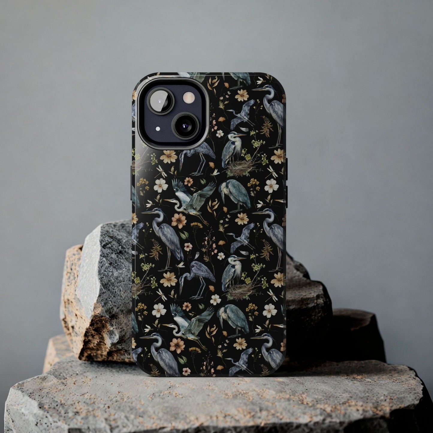 Floral Watercolor Heron Tough Phone Case