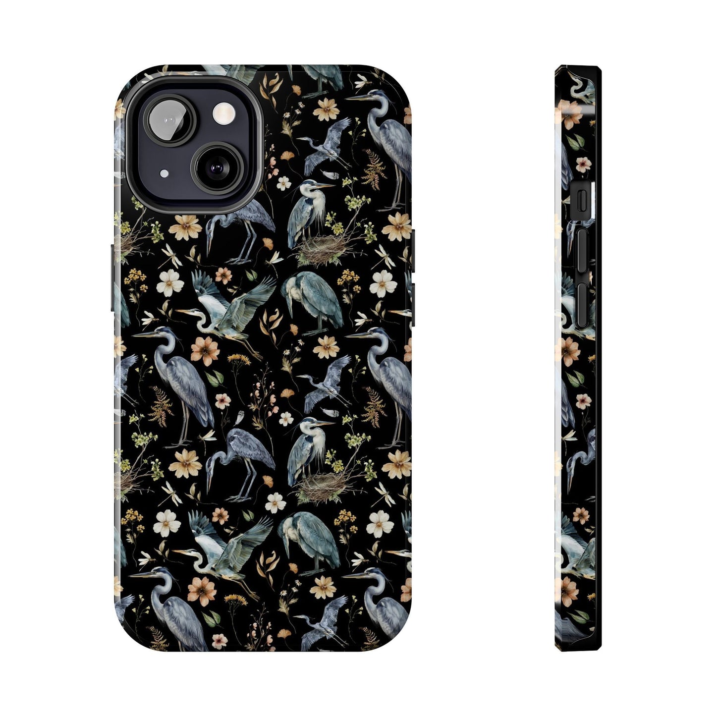 Floral Watercolor Heron Tough Phone Case