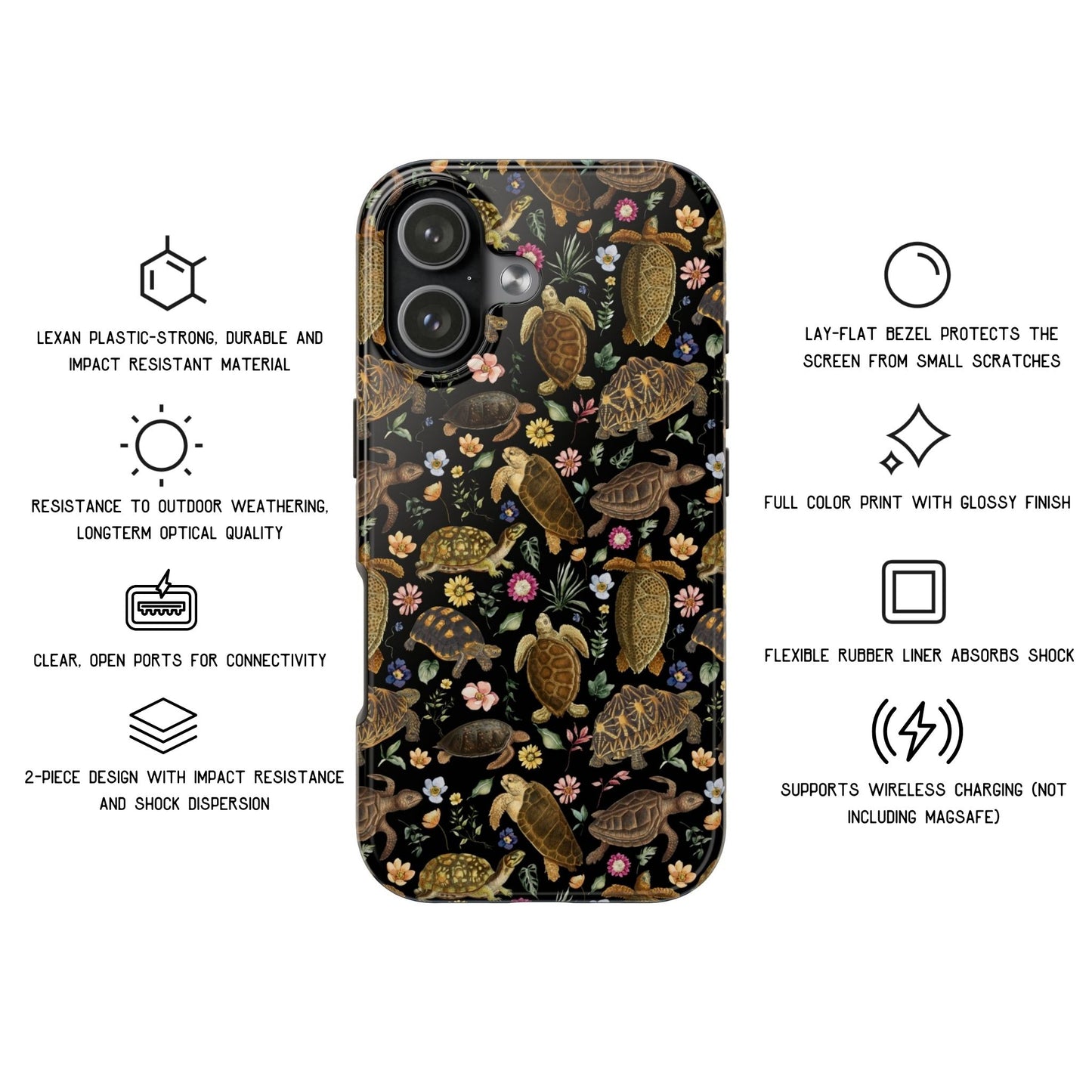 Floral Vintage Turtles Tough Phone Case