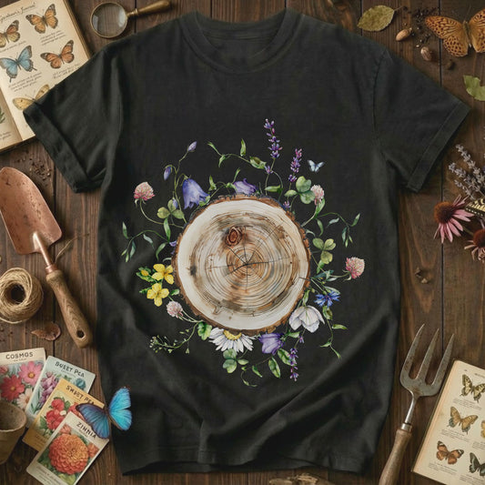 Wood Stump Wildflowers T-Shirt