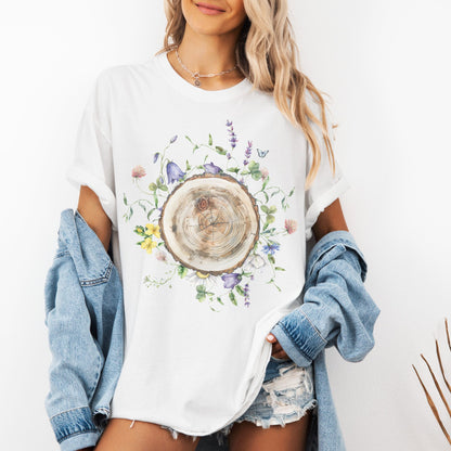 Wood Stump Wildflowers T-Shirt