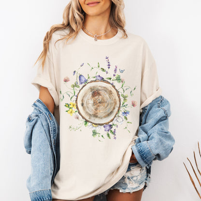Wood Stump Wildflowers T-Shirt