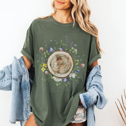 Wood Stump Wildflowers T-Shirt