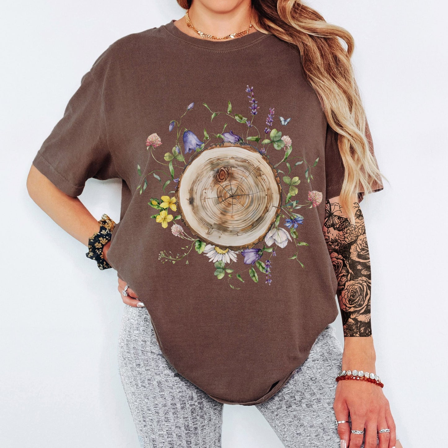 Wood Stump Wildflowers T-Shirt